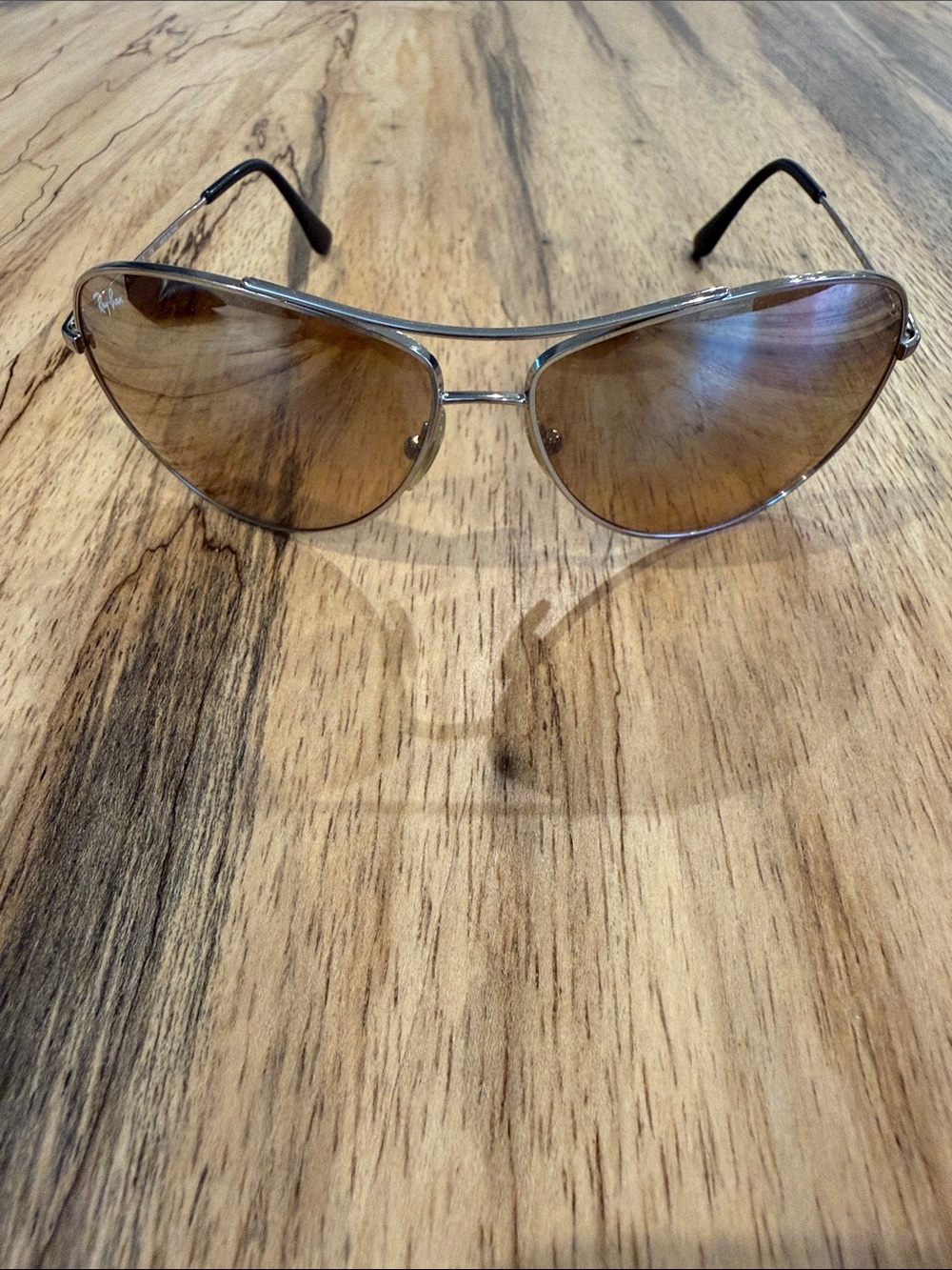 Ray-Ban Silver Frame Sunglasses with Brown Lenses